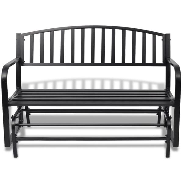 vidaXL Porch Swing Black Steel Standard Seats Two Traditional Design