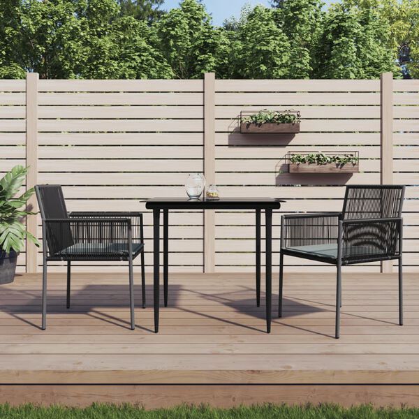 vidaXL Garden Chair Set of 2 Black PE rattan Standard Garden Chair