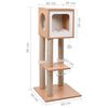 vidaXL Cat Tree Brown, White Wood, MDF, Jute, Sisal, Faux Fur