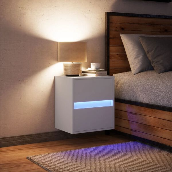 vidaXL Wall-mounted Bedside Cabinet White Engineered Wood Compact