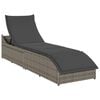 vidaXL Folding Sun Lounger Grey PE rattan, powder-coated steel Standard