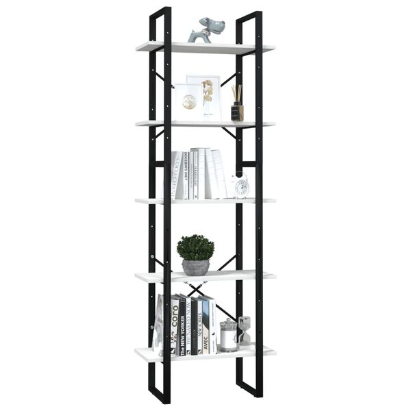 vidaXL Book Cabinet White Pinewood, metal Medium Book Cabinet