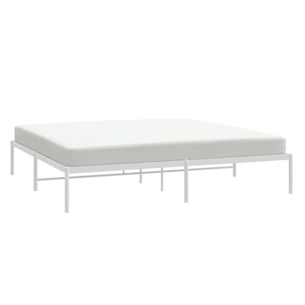 vidaXL Bed Frame White Powder-coated steel King Bed Frame Rectangular