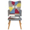 vidaXL Rocking Chair With Stool Patchwork Multicolor
