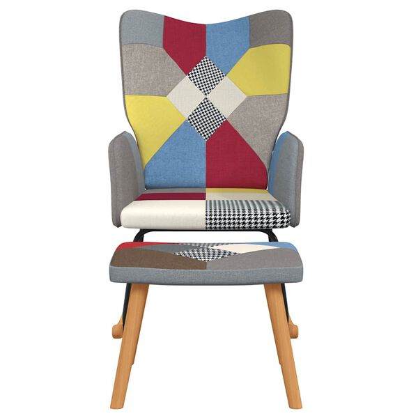 vidaXL Rocking Chair With Stool Patchwork Multicolor