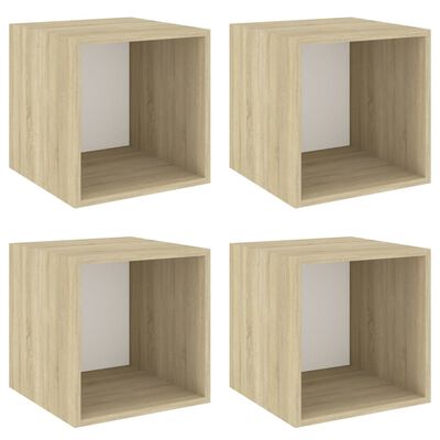 vidaXL Wall Cabinets 4 pcs White and Sonoma Oak 14.6"x14.6"x14.6" Chipboard