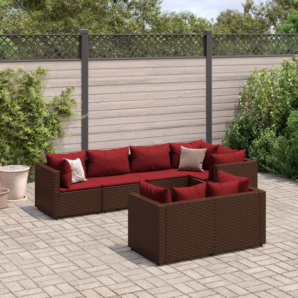vidaXL Patio Lounge Set Set of 7 Brown, Cinnamon Red