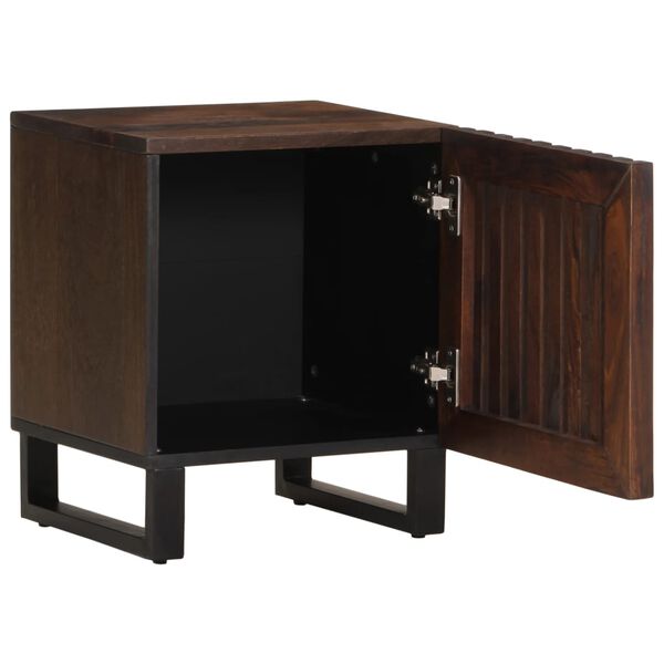 vidaXL Bedside Cabinet Brown Solid mango wood, engineered wood, steel