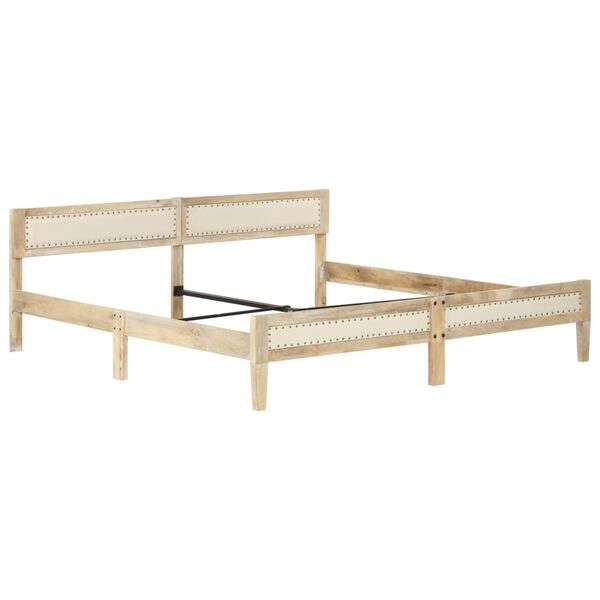 vidaXL Bed Frame Natural wood Solid mango wood, cotton Full Hardwood