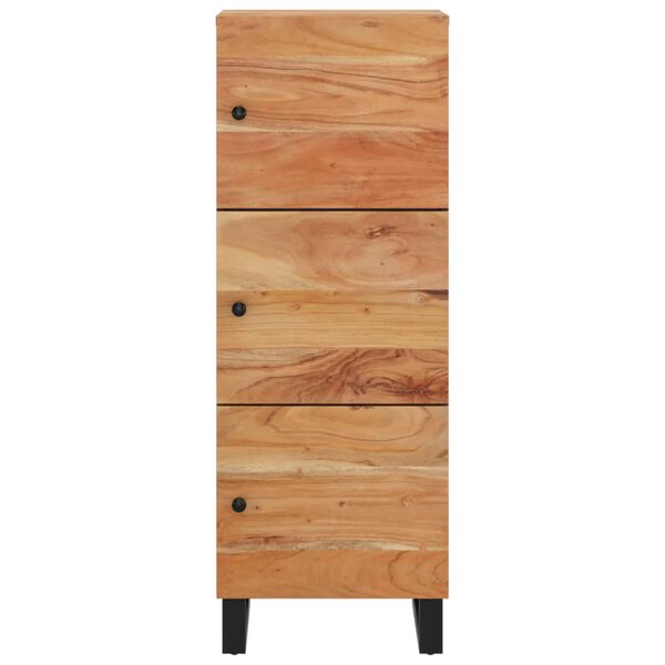 vidaXL Highboard Natural and Black Solid Acacia Wood Tall Highboard