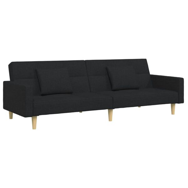 vidaXL Sofa Bed Black Polyester fabric with wooden frame and foam filling