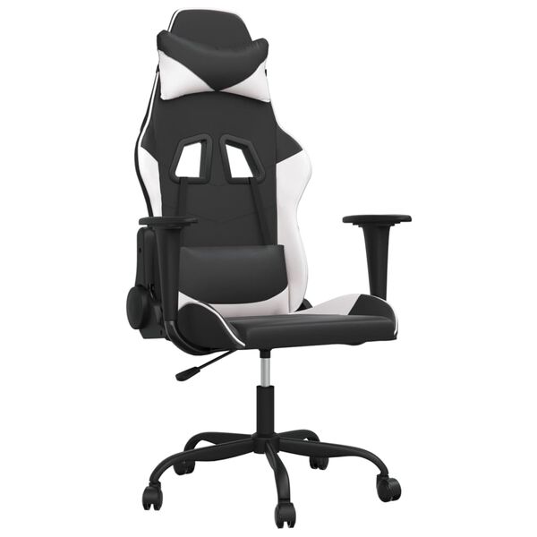vidaXL Gaming Chair Black and White Faux Leather