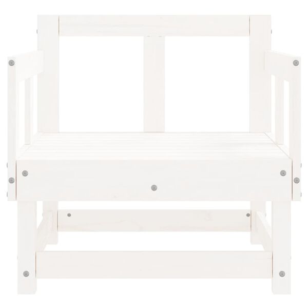 vidaXL Garden Chair White Solid pine wood Medium Modular Garden Chair