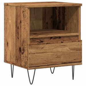 vidaXL Bedside Cabinet Old wood Engineered wood, metal 15.7x13.8x19.7 in