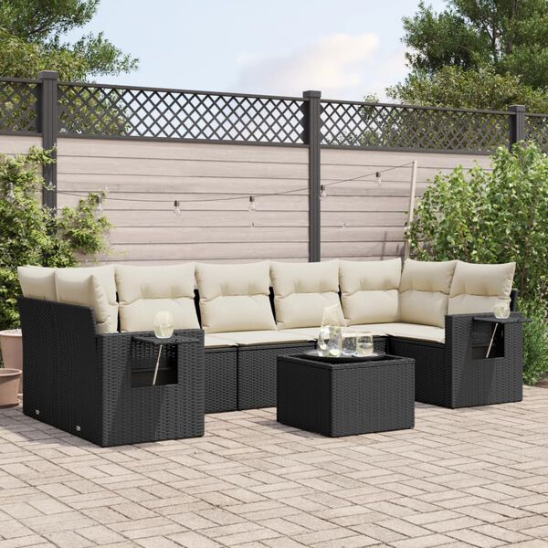 vidaXL Garden Sofa Set Black PE Rattan Large Adjustable Feet
