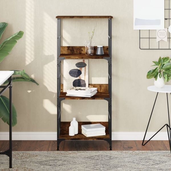 vidaXL Bookshelf Smoked Oak Engineered wood, steel Medium Bookshelf