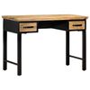 vidaXL Writing Table Natural and Black Solid Mango Wood, Engineered Wood