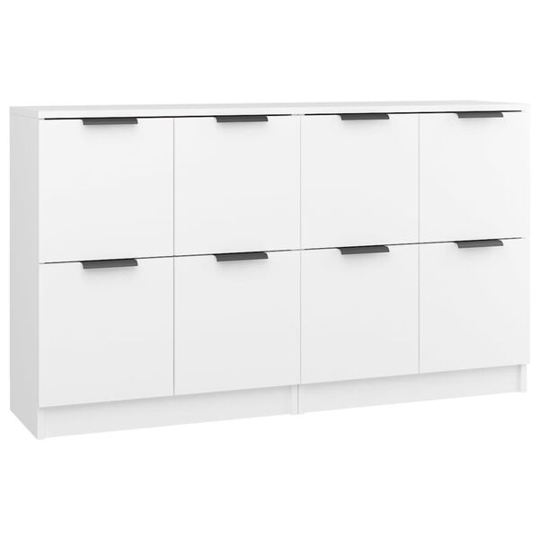 vidaXL Sideboard Set of 2 White Engineered wood Medium Sideboard