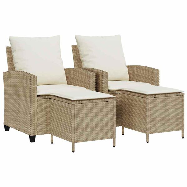 vidaXL Garden Sofa Set Beige PE Rattan, Powder-Coated Steel Standard