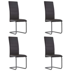 vidaXL Dining Chair Set of 4 Brown Faux leather and steel Standard