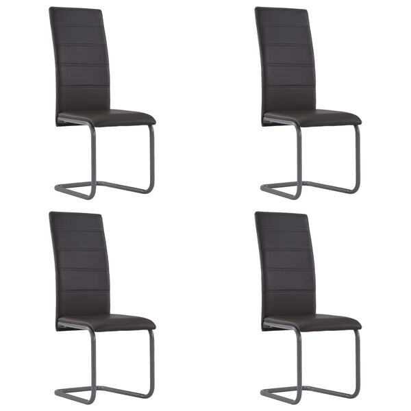 vidaXL Dining Chair Set of 4 Brown Faux leather and steel Standard