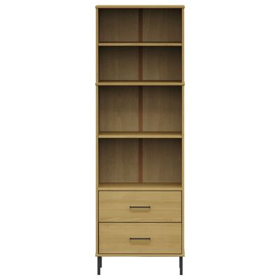 vidaXL Bookcase with 2 Drawers Brown 23.6"x13.8"x70.9" Solid Wood OSLO