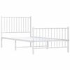 vidaXL Bed Frame White Powder-Coated Steel Single Bed Frame