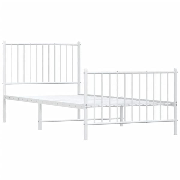 vidaXL Bed Frame White Powder-Coated Steel Single Bed Frame