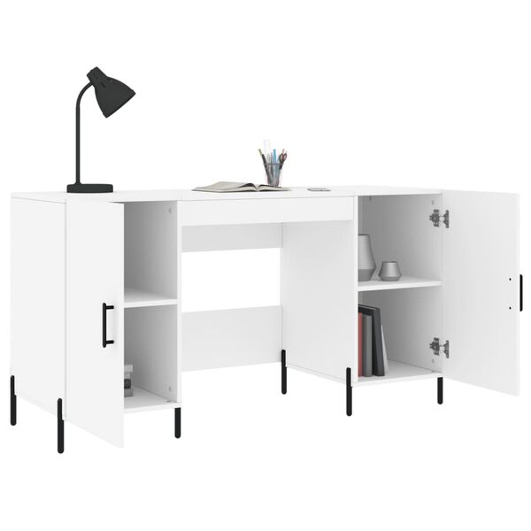 vidaXL Desk White Engineered wood Medium Desk Rectangular Industrial