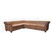 vidaXL Chesterfield Corner Sofa 6-Seater Brown Faux Leather