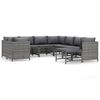 vidaXL Garden Lounge Set Grey PE Rattan, Powder-Coated Steel Standard