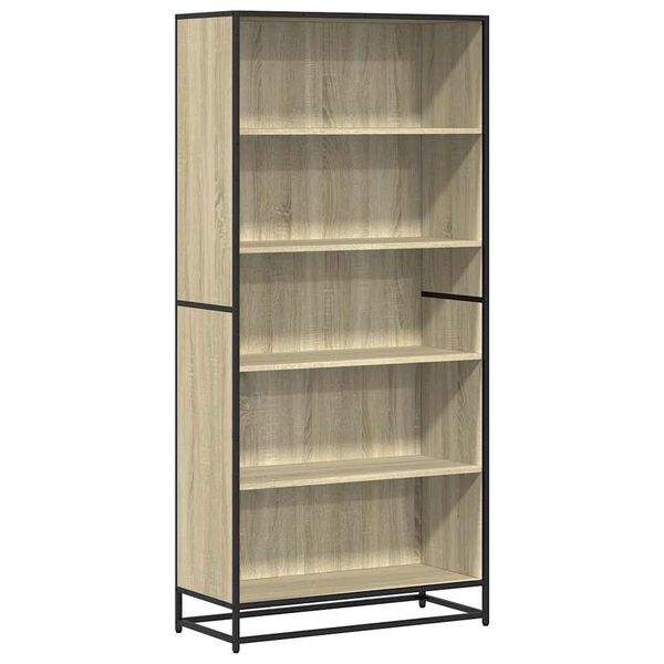 vidaXL Bookcase Sonoma oak Engineered wood, Metal Tall Bookcase