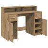 vidaXL Desk with LED Lights Artisian Oak 47.2x21.7x35.8" Engineered Wood