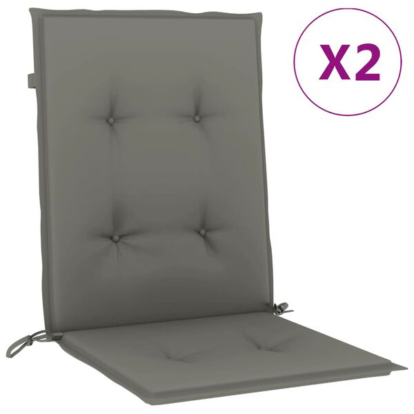 vidaXL Lowback Chair Cushion Set of 2 Melange dark grey 100% polyester