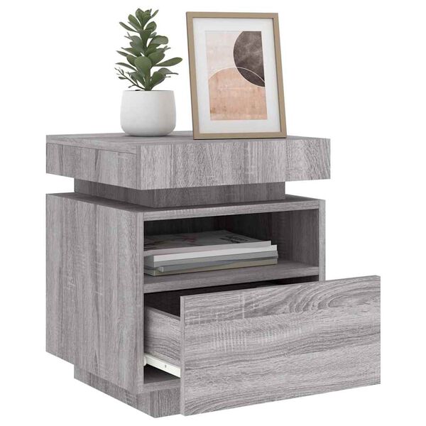 vidaXL Bedside Cabinet Grey Sonoma Engineered wood 15.7x15.4x19.1 in
