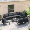 vidaXL Garden Sofa Set with Cushion 9 pcs Black Steel