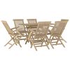 vidaXL Garden Dining Set Grey Solid teak wood Medium Foldable