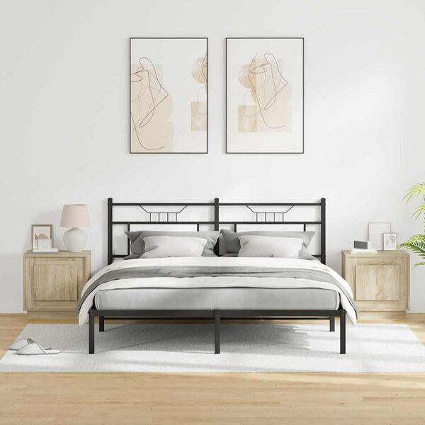 vidaXL Bedside Cabinet 2 pcs Sonoma Oak 17.32 x 13.58 x 17.72 in