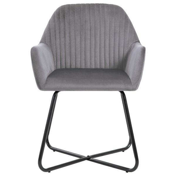 vidaXL Dining Chair Set of 6 Grey Velvet and Powder-Coated Steel