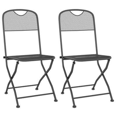 vidaXL Folding Patio Chairs 2 pcs Expanded Metal Mesh Anthracite