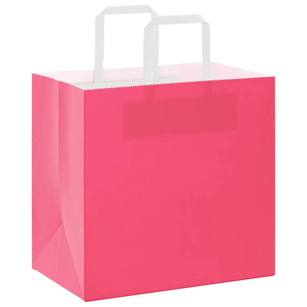 vidaXL Paper Bags 250 pcs with Handles Pink 26x17x25 cm