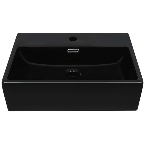vidaXL Basin with Faucet Hole Ceramic Black 20.3"x15.2"x5.9"