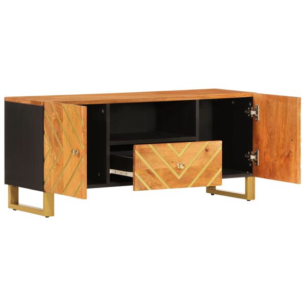 vidaXL TV Cabinet Brown and Black Solid mango wood, MDF, iron