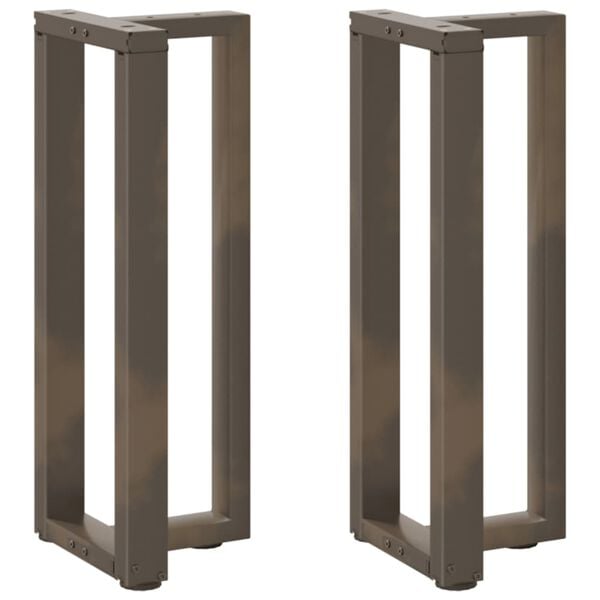 vidaXL Console Table Legs T-Shaped 2 pcs Natural Steel 9.8 x 11.0 x (28.3-28.7) " Steel