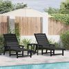 vidaXL Sun Lounger 2 pcs Black 76.97 x 20.87 x 38.78 in Polyethylene