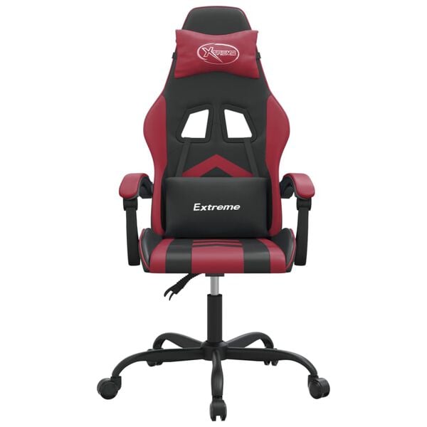 vidaXL Gaming Chair Black and Wine Red Faux Leather