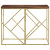 vidaXL Console Table Gold, Natural Wood Stainless Steel, Solid Sleeper Wood