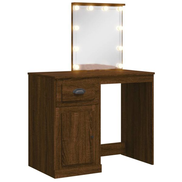 vidaXL Dressing Table Brown Oak Engineered Wood 35.4 x 16.5 x 52.2 in