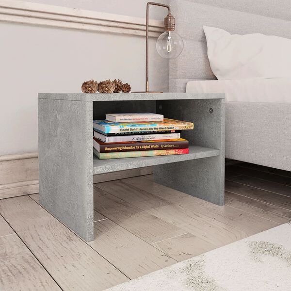 vidaXL Bedside Cabinet Concrete Grey Engineered Wood 15.7x11.8x11.8 in