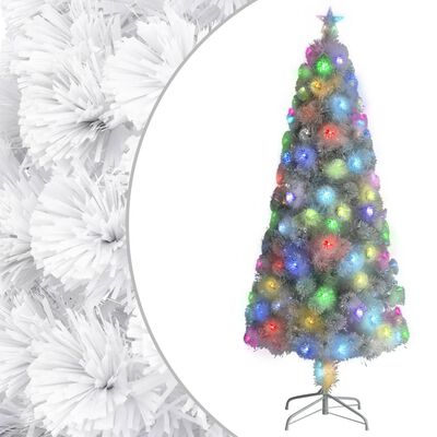 vidaXL Artificial Pre-lit Christmas Tree White 6 ft Fiber Optic